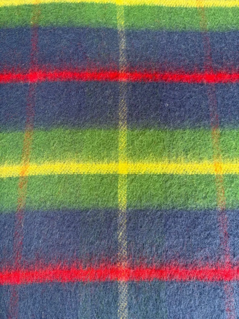 Vintage Plaid Fringed Wool Throw 54